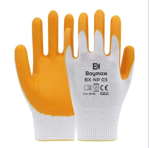 BAYMAX NİTRİL ELDİVEN NP03 SARI-BEYAZ